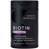 Sports Research Biotin 5000mcg 120 Veggie Softgels - front of bottle