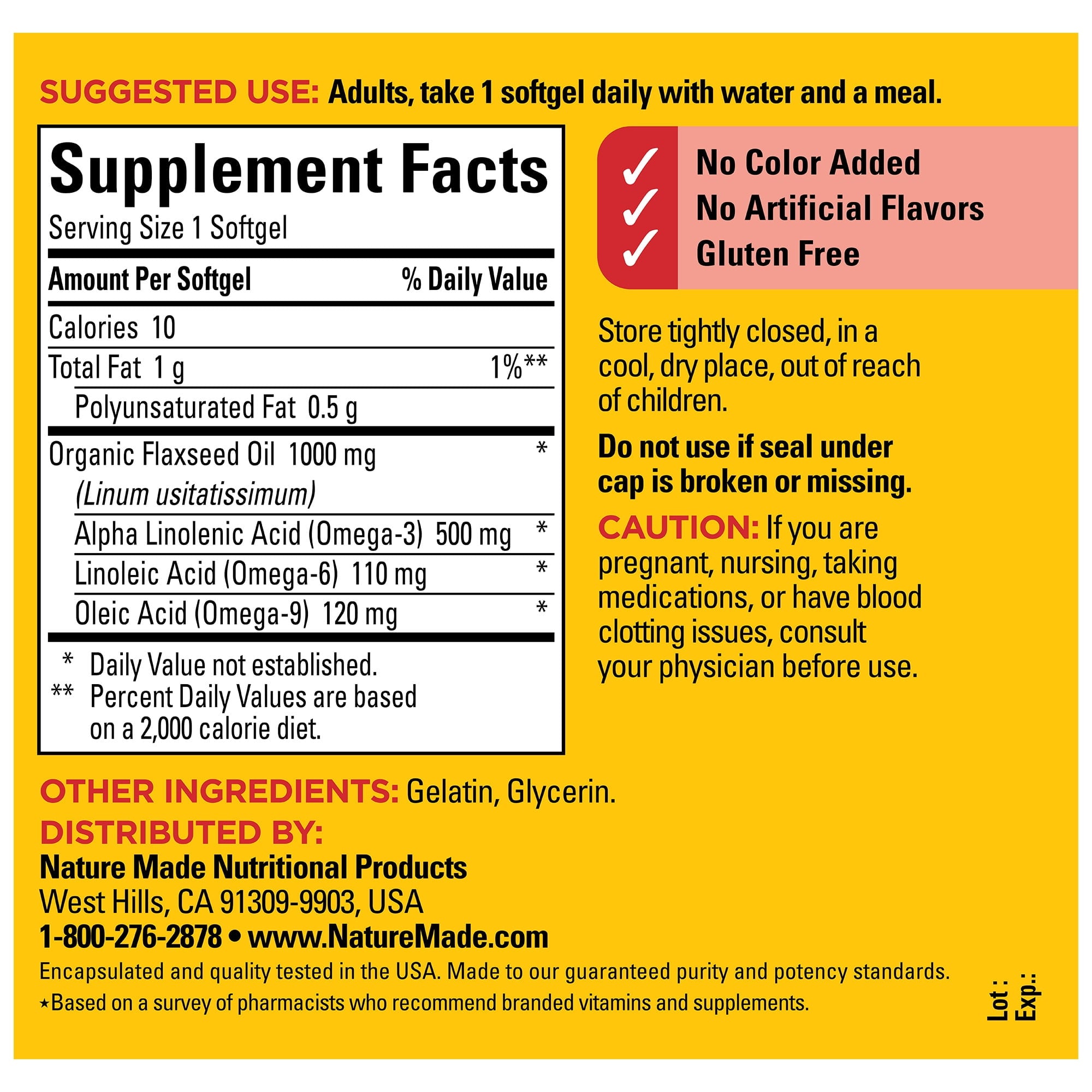 Nature Made Flaxseed Oil 1000mg 100ct - additional product view