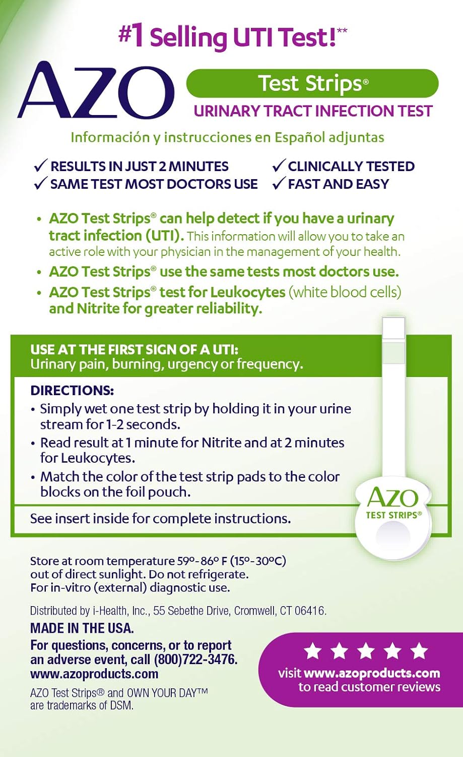 AZO Ayur Urinary Tract Infection Test Strips-3-Count Box