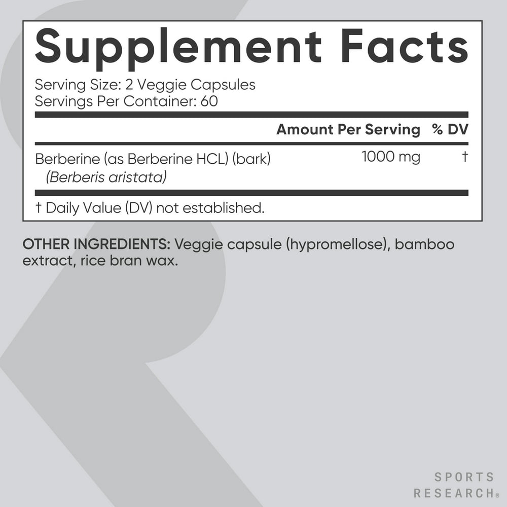Sports Research Berberine - back of bottle