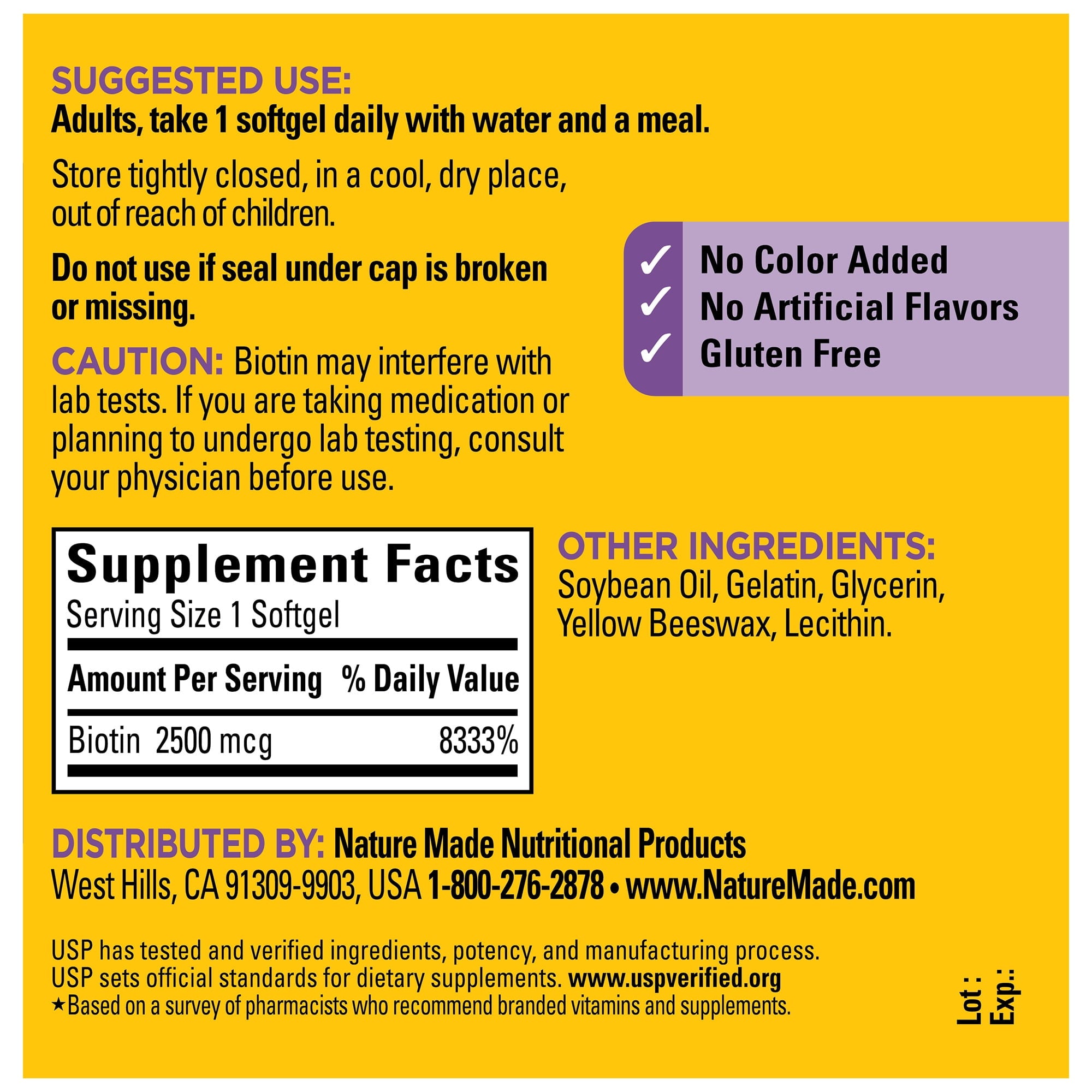 Nature Made Biotin Extra Strength 2500mcg 150ct - additional product view