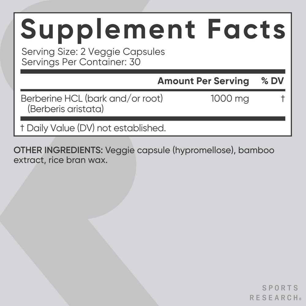 Sports Research Berberine - back of bottle