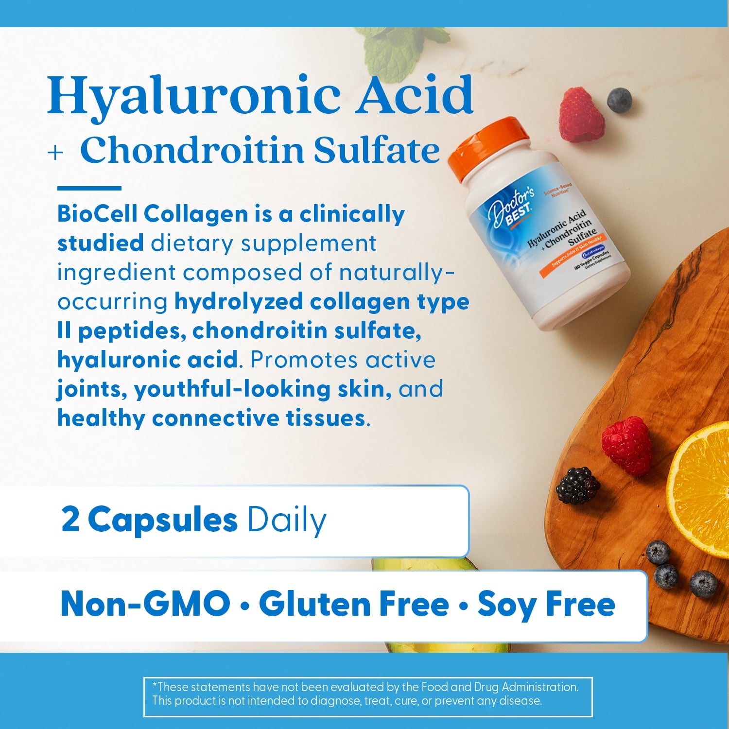 Doctor's Best Hyaluronic Acid Chondroitin Sulfate 180ct - side panel