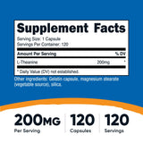 Nutricost L-Theanine 200mg; 120 Capsules - Double Strength