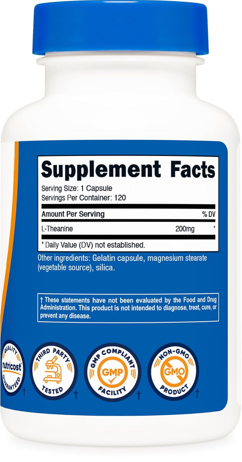 Nutricost L-Theanine 200mg; 120 Capsules - Double Strength