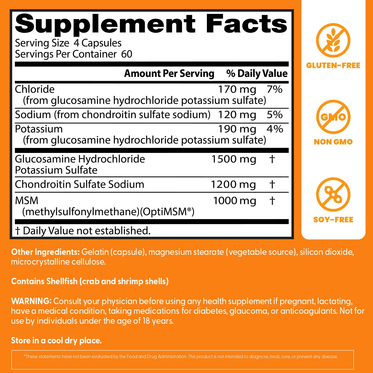 Doctor's Best Glucosamine Chondroitin Msm with OptiMSM Capsules, Supports Healthy Joint Structure, Function & Comfort, Non-GMO, Gluten Free, Soy Free, 240 Count (Pack of 1)