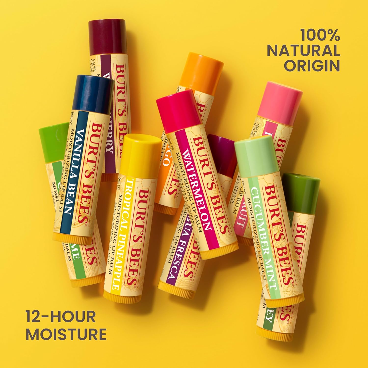 Burt's Bees 100% Natural Moisturizing Lip Balm, Pomegranate, 4 pcs