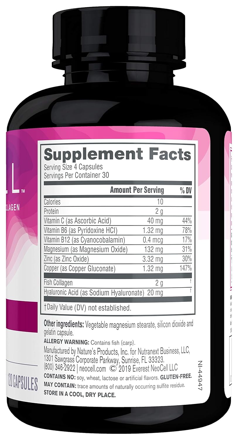 Neocell LABORATORIES FISH COLLAGEN + HA Capsule, Pack of 120 Capsule