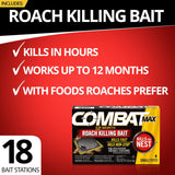 Combat Max 12 Month Roach Killing Bait Station, Small , 18 Count, Black, Pack of 1
