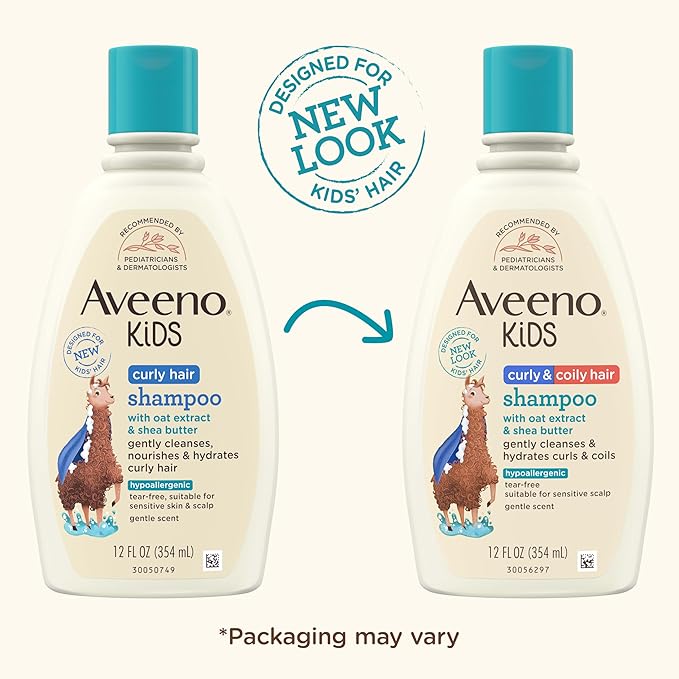 Aveeno Baby Kids Curly Hair Shampoo With Oat Extract & Shea Butter 12 Fl Oz