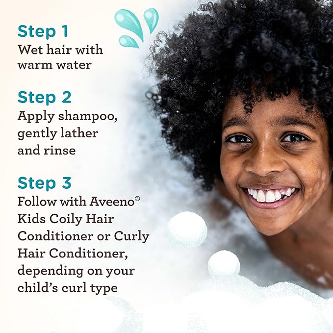 Aveeno Baby Kids Curly Hair Shampoo With Oat Extract & Shea Butter 12 Fl Oz