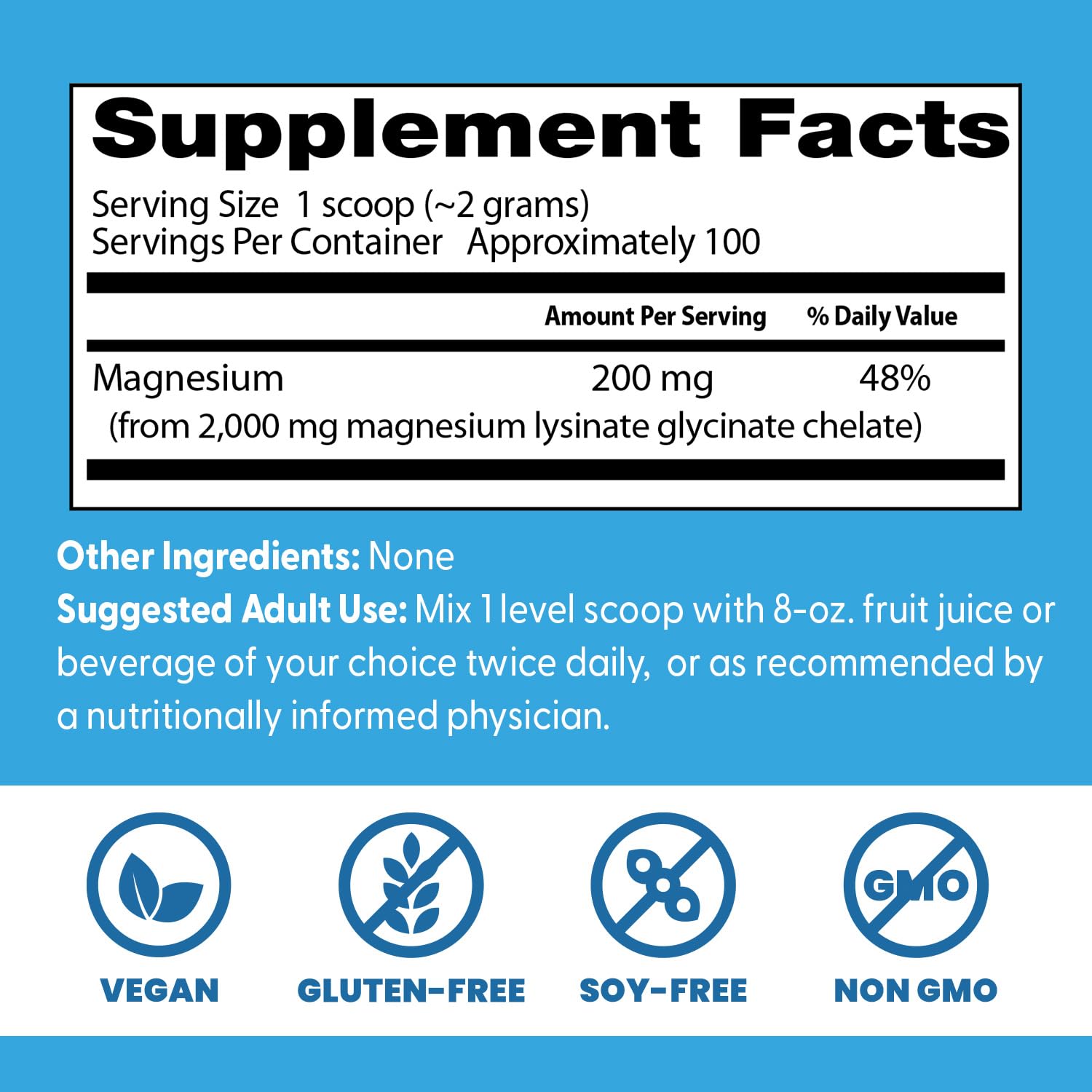 Doctor's Best High Absorption Magnesium Glycinate Lysinate, 100% Chelated, Non-GMO, Vegan, Gluten Free, Soy Free, 200 Grams