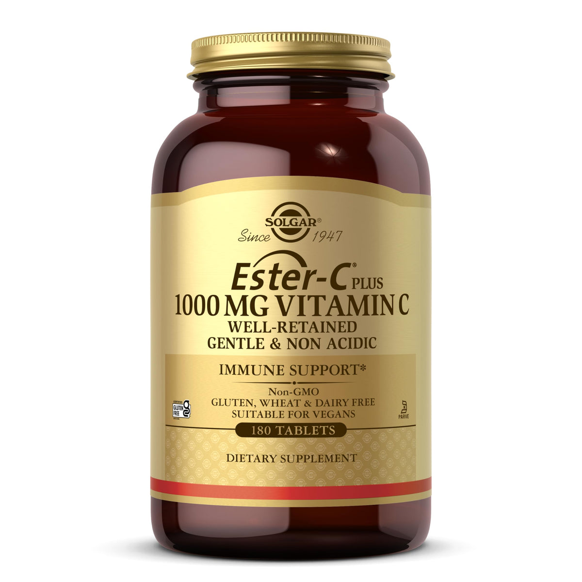 Solgar Ester-C Vitamin C Tablets - Gentle, Non-Acidic, Antioxidant Support - 180 Vegan Tablets