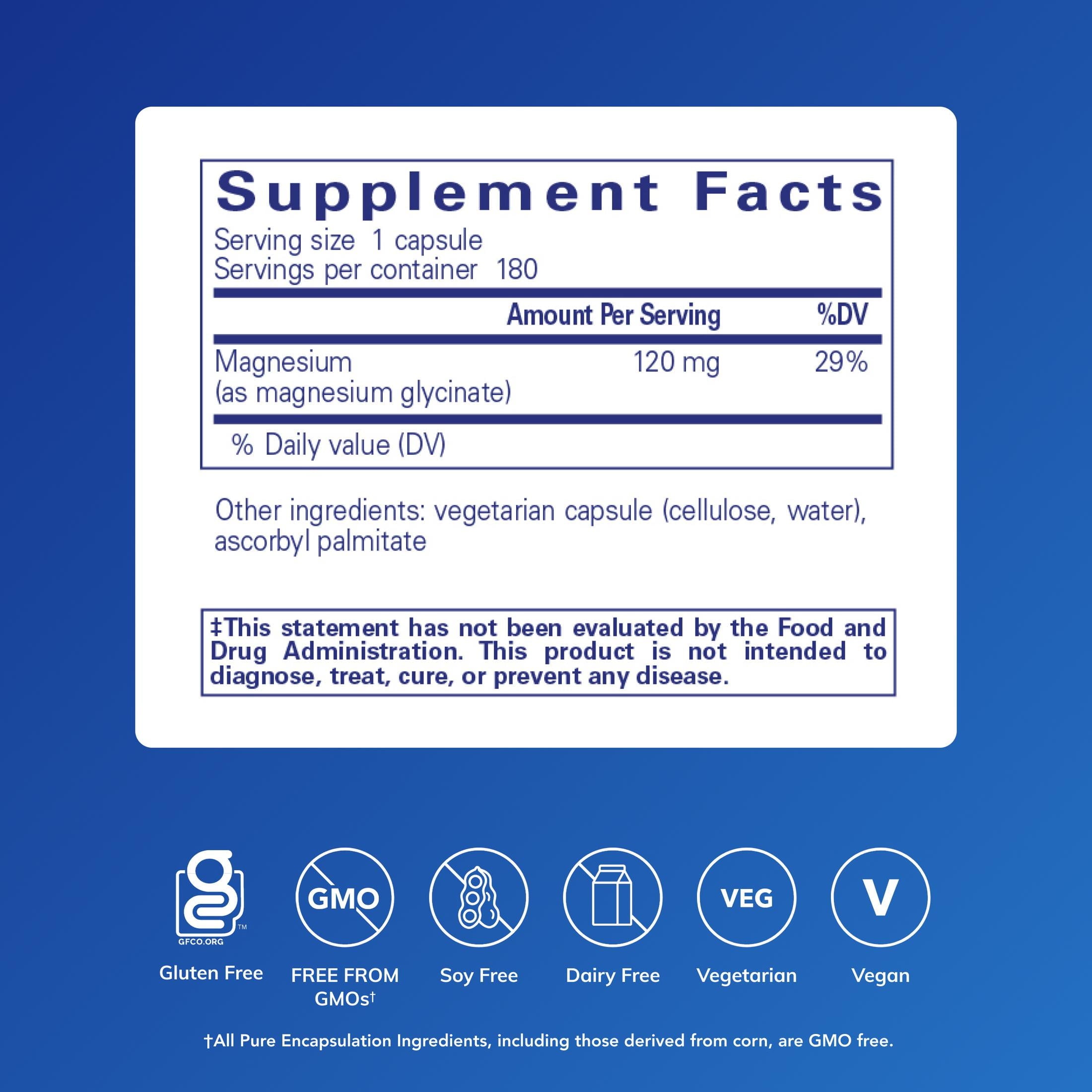 Pure Encapsulations Magnesium Glycinate 180ct - product detail view