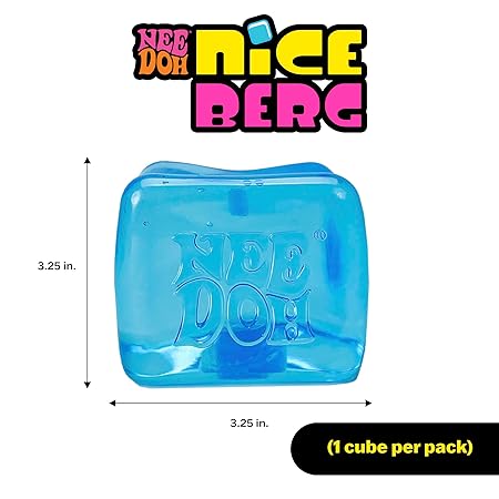 Schylling NeeDoh Niceberg - Sensory Squeeze Toy with Super Solid Squish - Giant 3.25" Blue Nice Cube (Pack of 1)