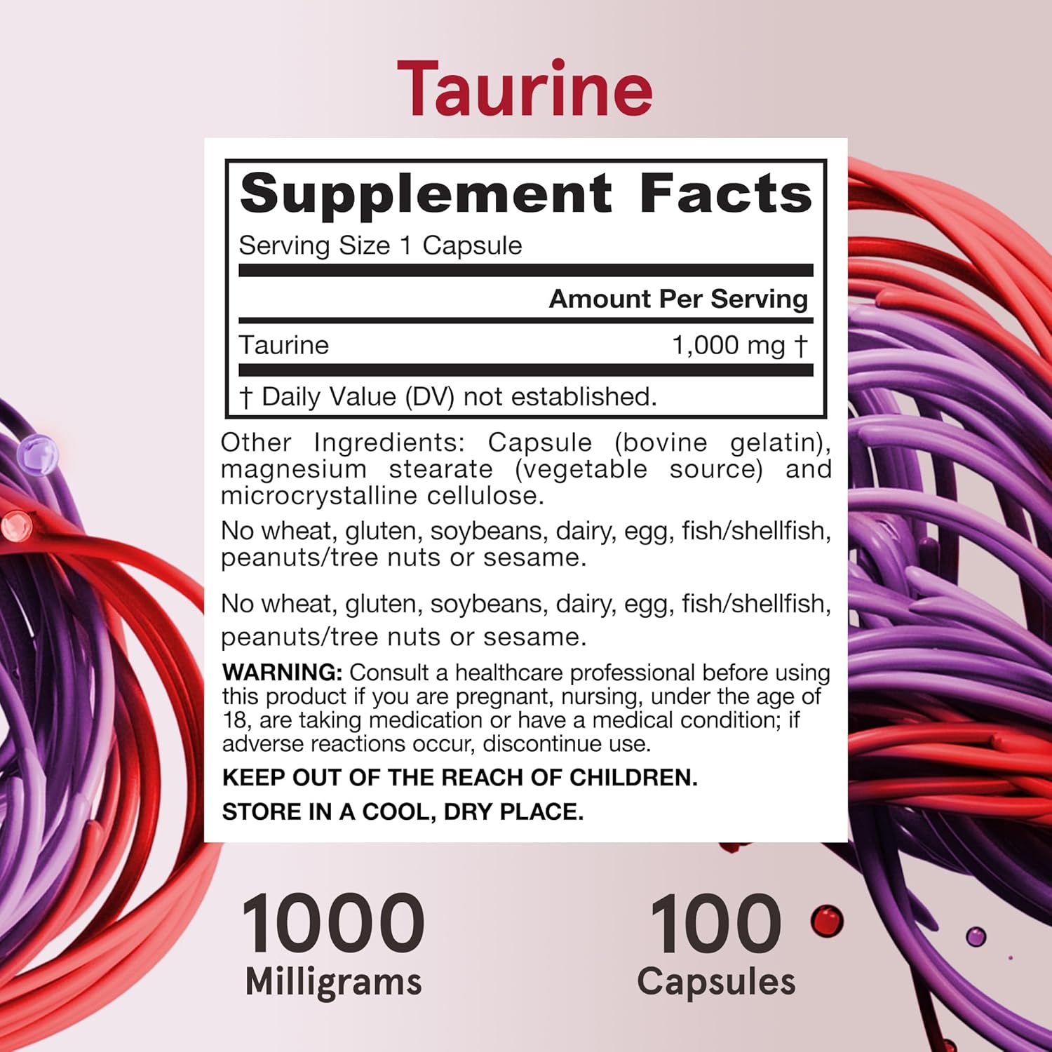 Jarrow Formulas, Taurine, 1000 mg, 100 Capsules