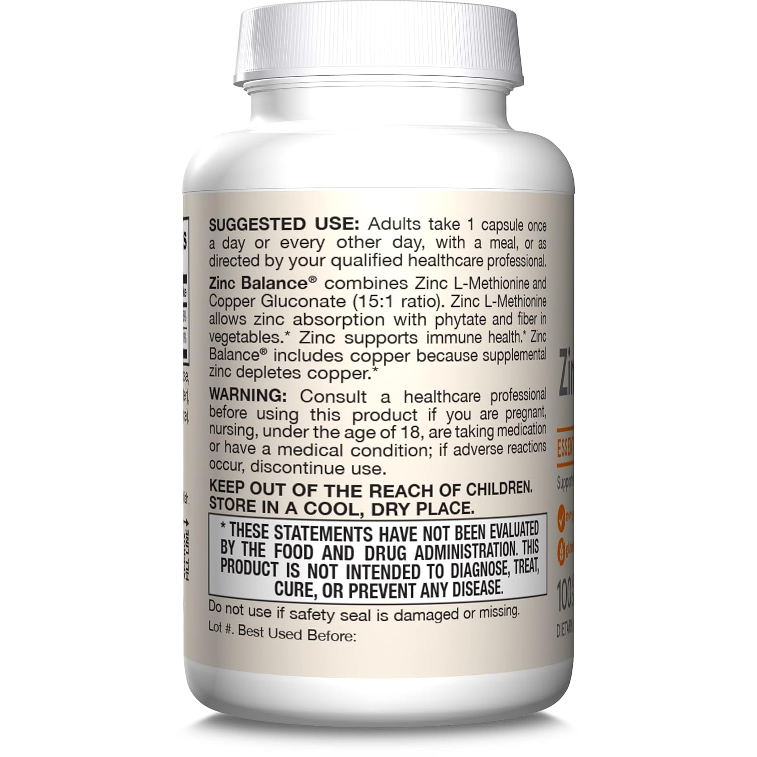 Jarrow Formulas Zinc Balance -- 100 Capsules