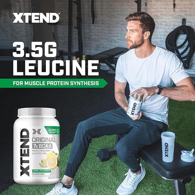 Xtend BCAAs (Pre-Workout, 7g BCAAs, 0g Carbs,Sugar & Calories, 3.5 Leucine, 2.5g L-Glutamine, 1g Citrulline Malate) - 1291 g, 90 Servings (Lemon Lime)