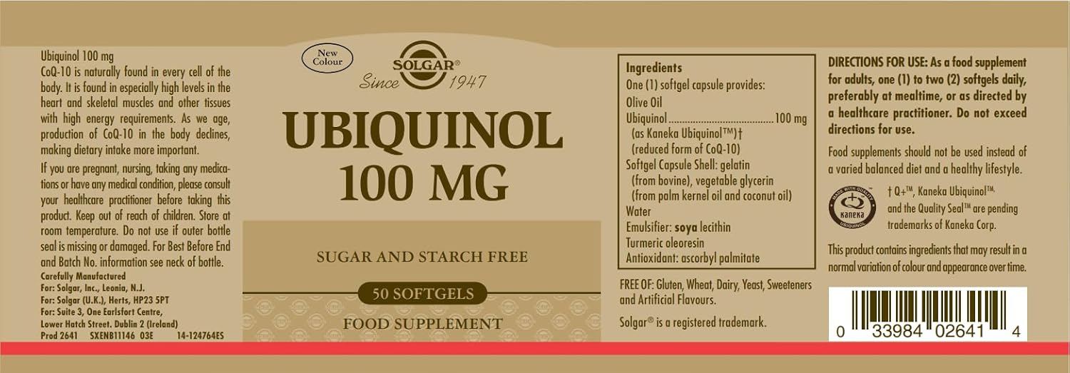 Solgar, Ubiquinol (Reduced CoQ10), 100 mg, 50 Softgels
