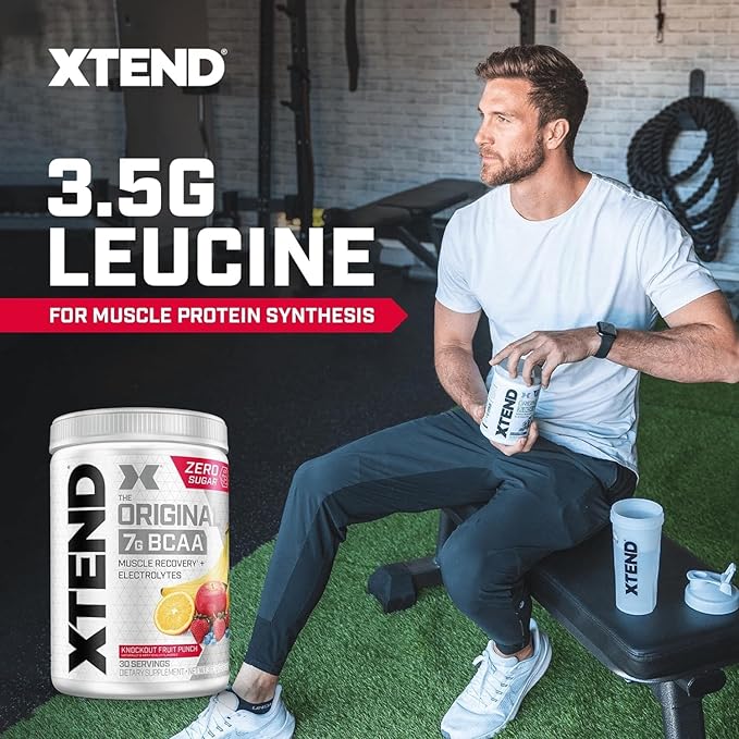 Xtend Original BCAA Powder (Knockout Fruit Punch) - Sugar Free Workout Muscle Recovery Drink with 7g BCAA, | Amino Acid Supplement with L Glutamine & Electrolytes - 405 Gms (30 Servings)