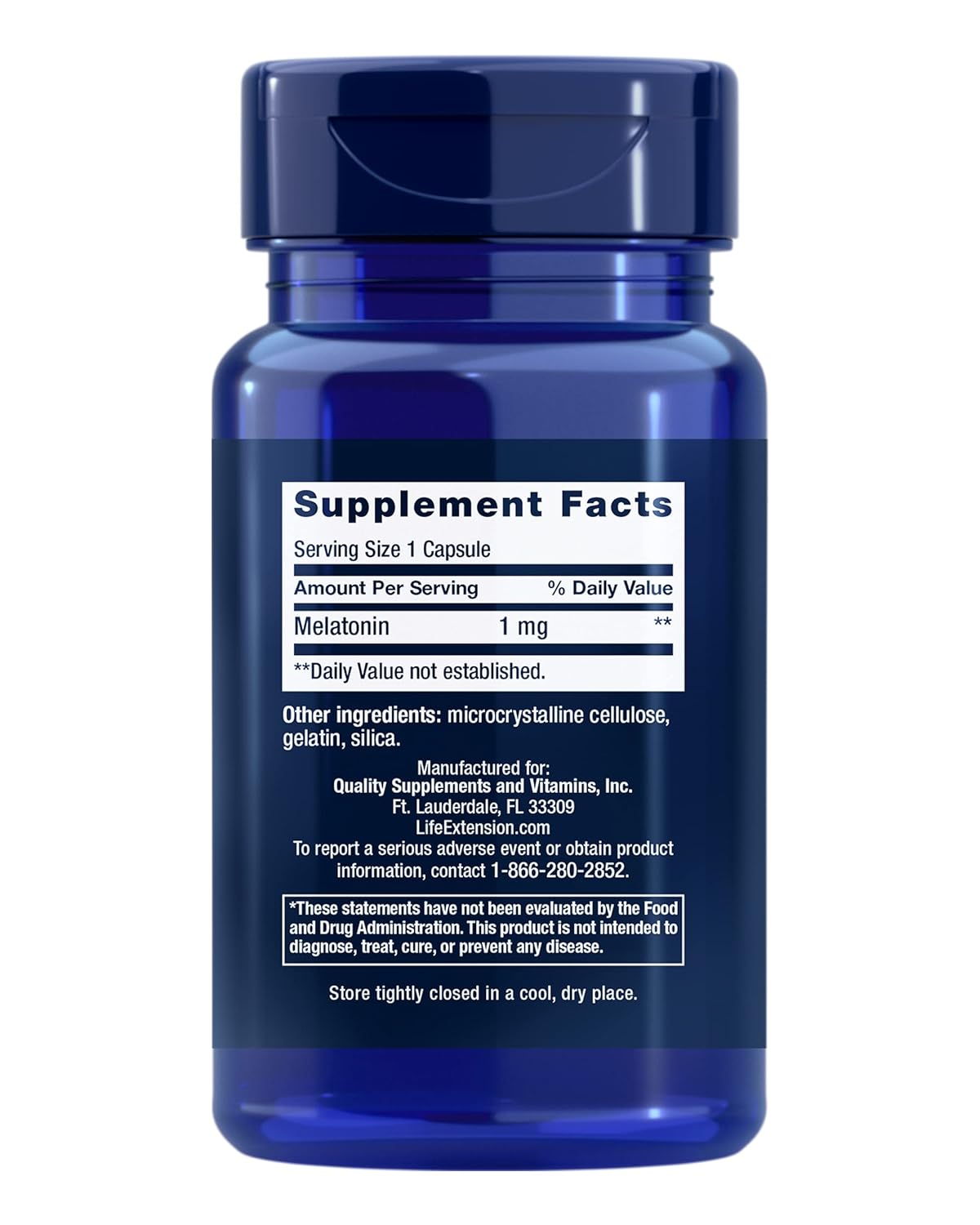 Life Extension Melatonin - 1 Mg, 60 Capsules