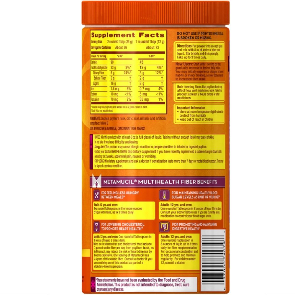 Meta Mucil 4-in-1 fiber real sugar 72 tablespoons 30.4 oz