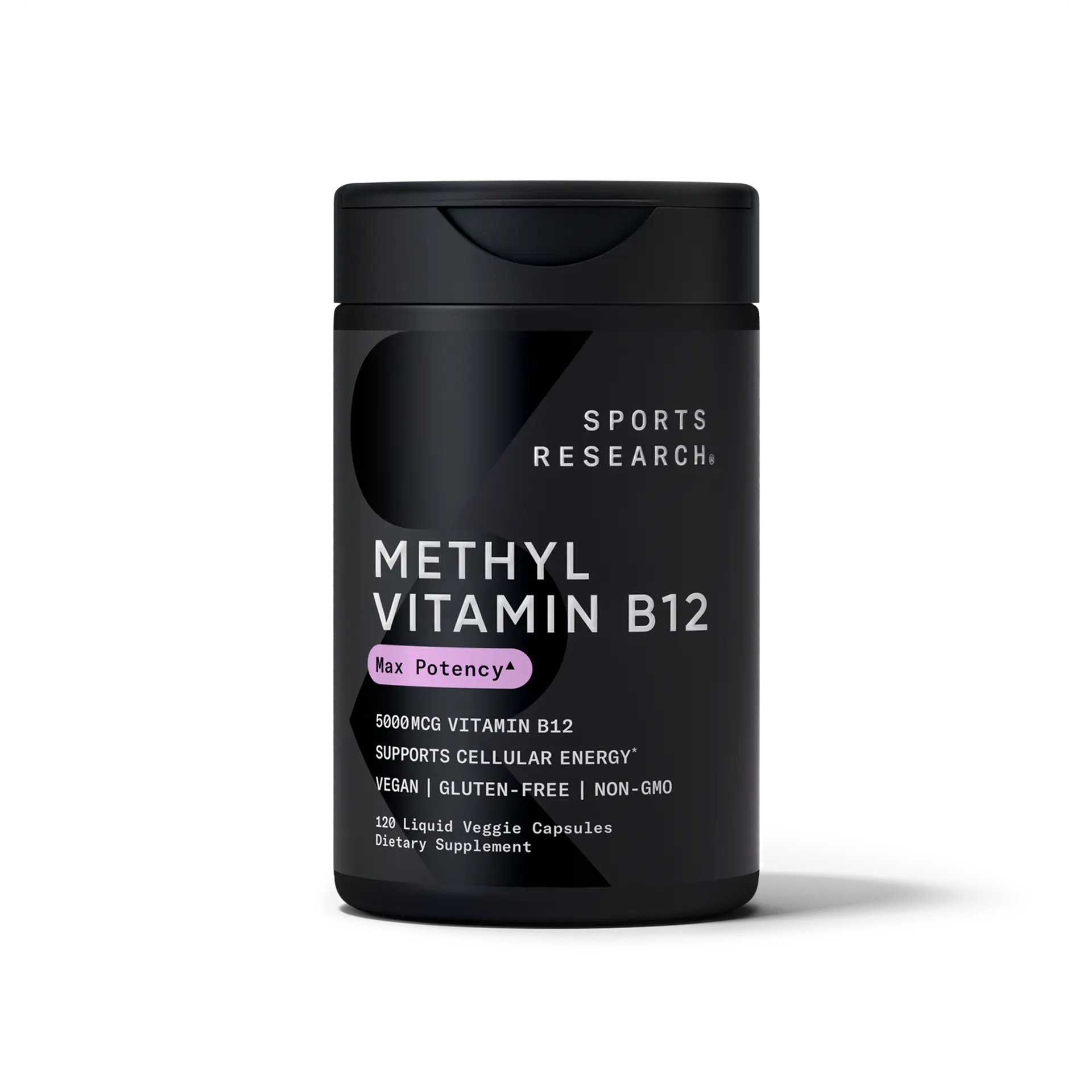 Sports Research Methyl B12 5000mcg 120 Capsules - front of bottle