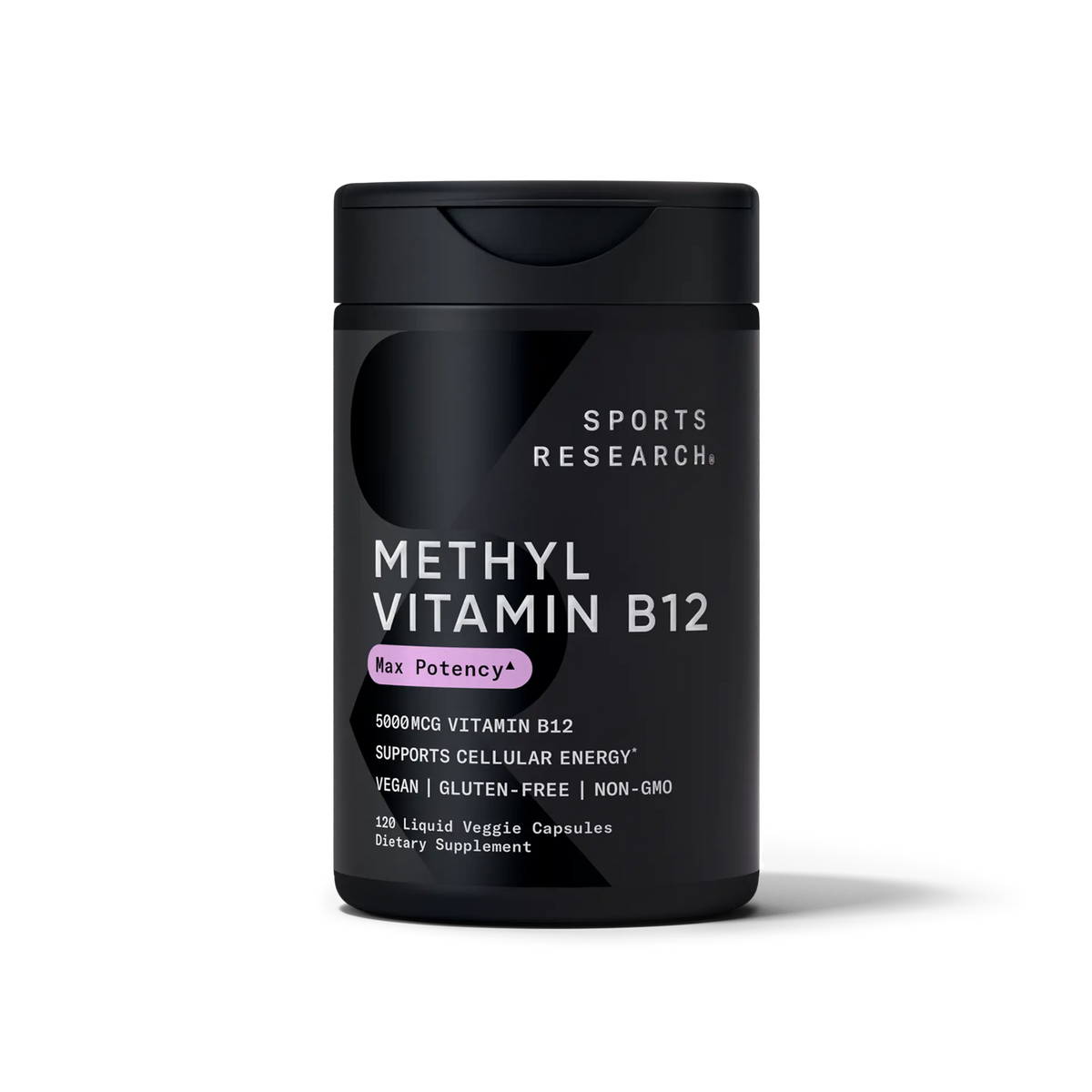 Sports Research Methyl B12 5000mcg 120 Capsules - front of bottle