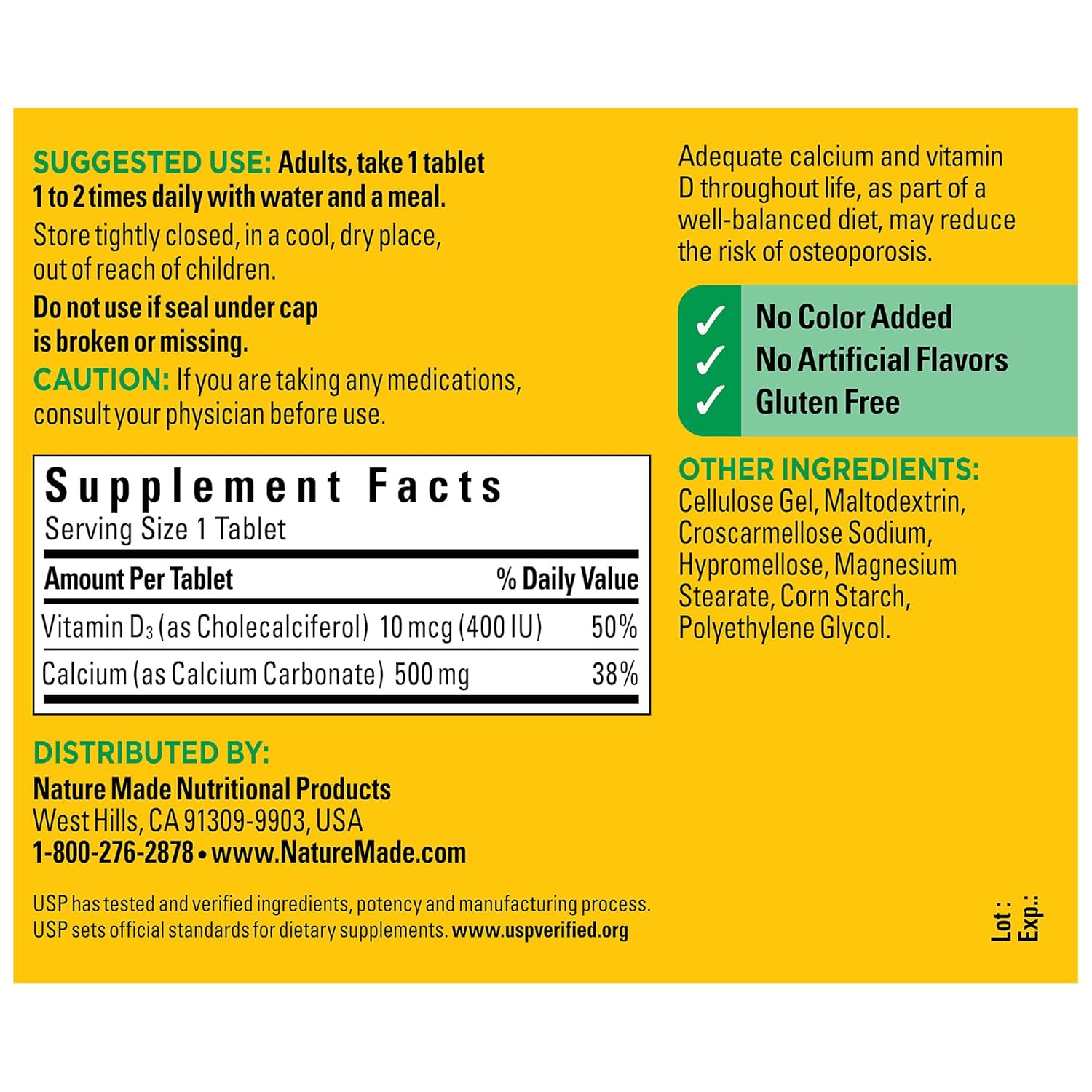Nature Made Calcium 500 mg 130 tablets