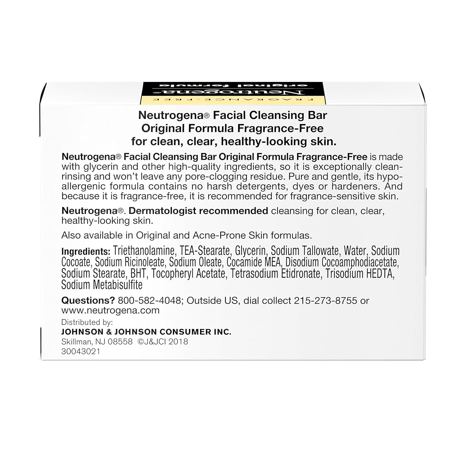 Neutrogena Facial Cleansing Bar, Fragrence Free, 3.5 Oz