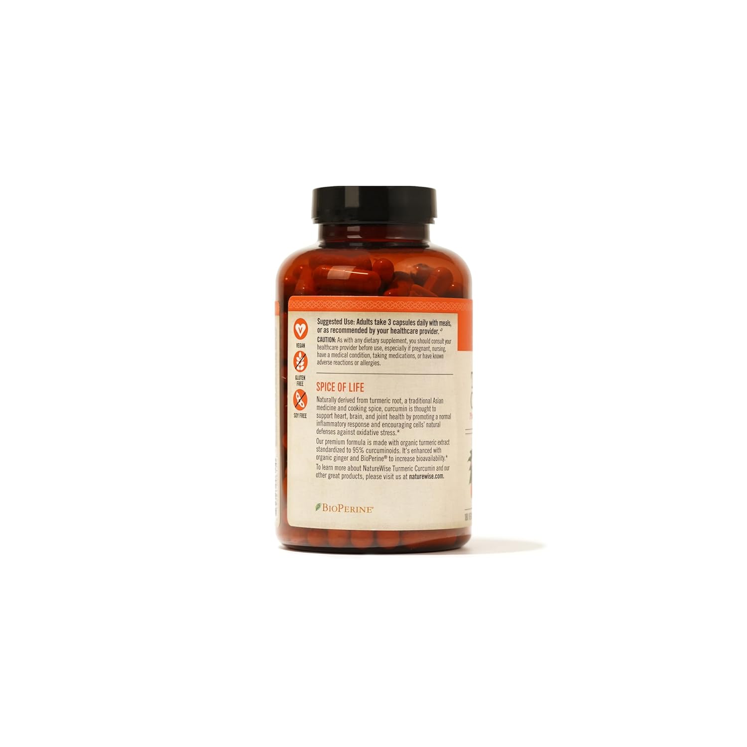 NatureWise ORGANIC Curcumin Tumeric 1650mg,180 caps with 95% Curcuminoids for Cardiovascular Support & Healthy Joints with Advanced Absorption