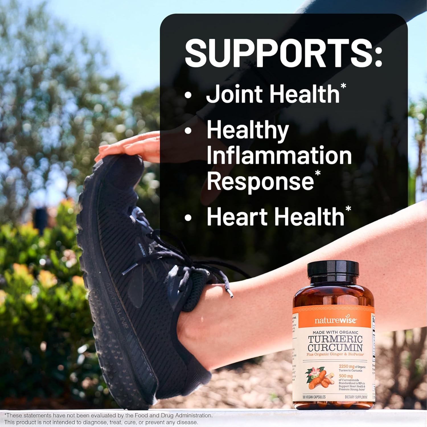 NatureWise ORGANIC Curcumin Tumeric 1650mg,180 caps with 95% Curcuminoids for Cardiovascular Support & Healthy Joints with Advanced Absorption