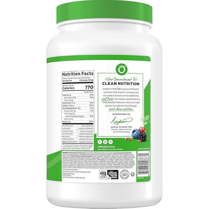 Orgain Organic Plant Based Protein Powder, Creamy Chocolate Fudge, 2.74 Pound, Packaging May Vary