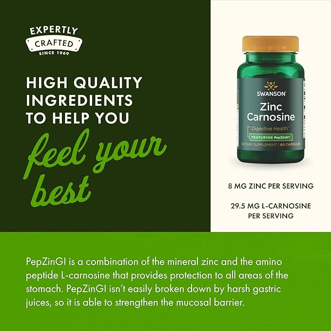 Swanson Ultra Zinc Carnosine (Pepzin Gi) 60 Capsules