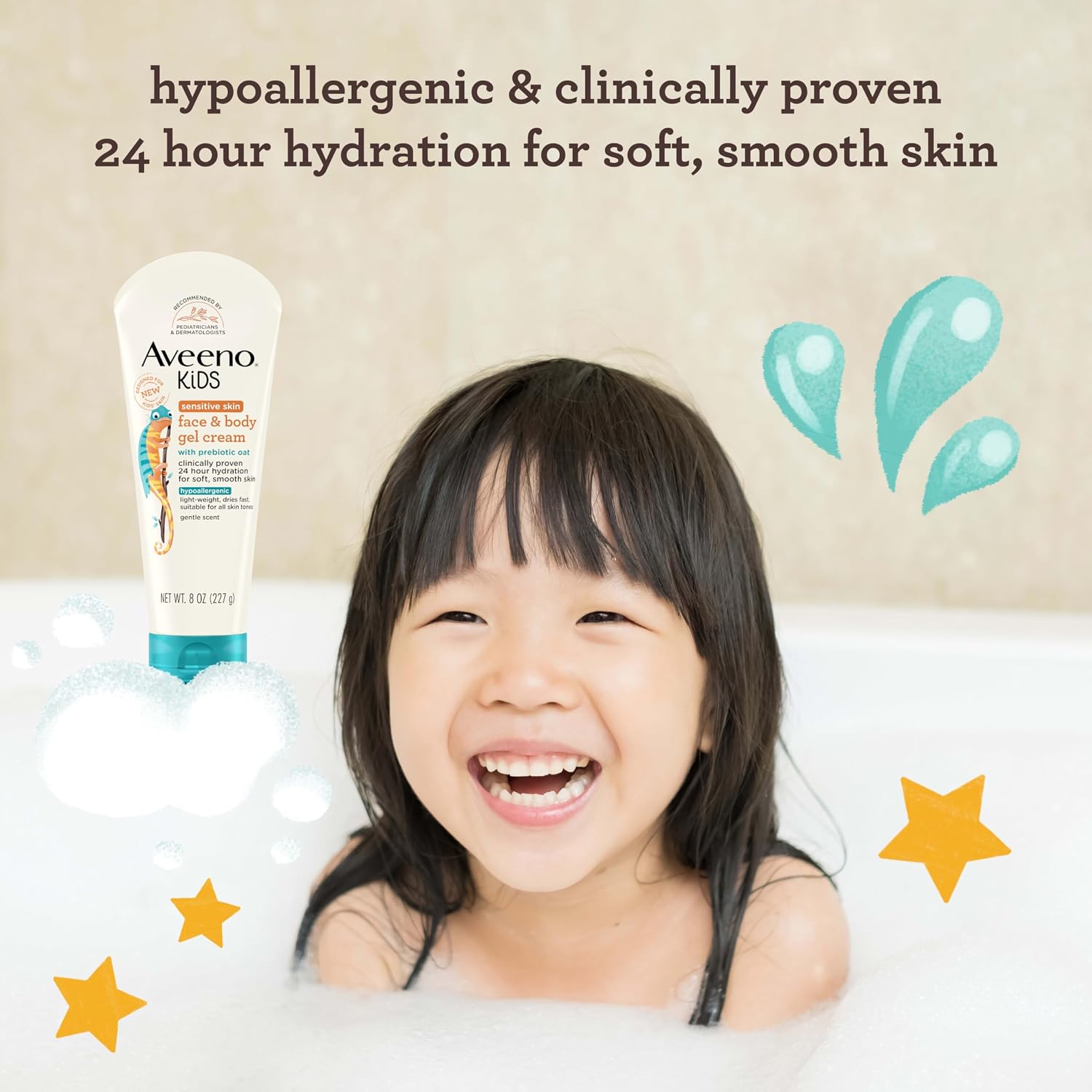Aveeno Kids Face & Body Gel Cream, 8 oz