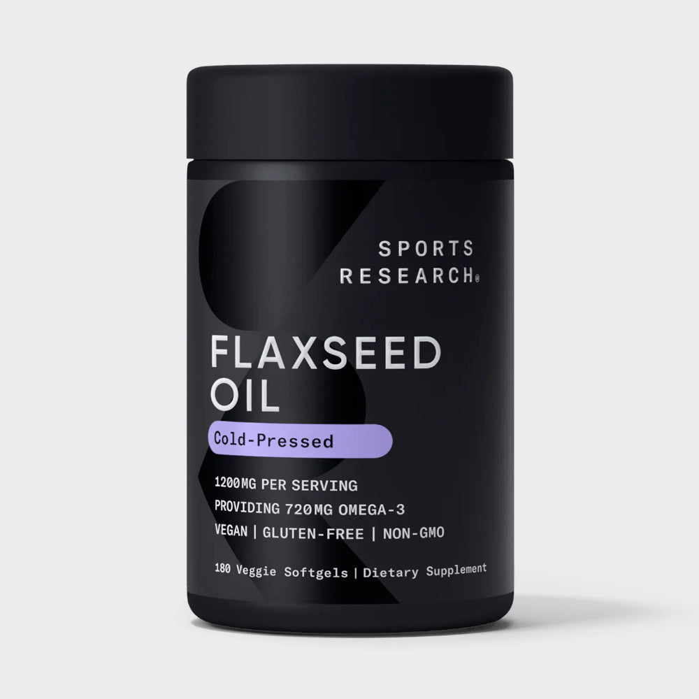 Sports Research Flaxseed Oil 1200mg 180 Softgels - front of bottle