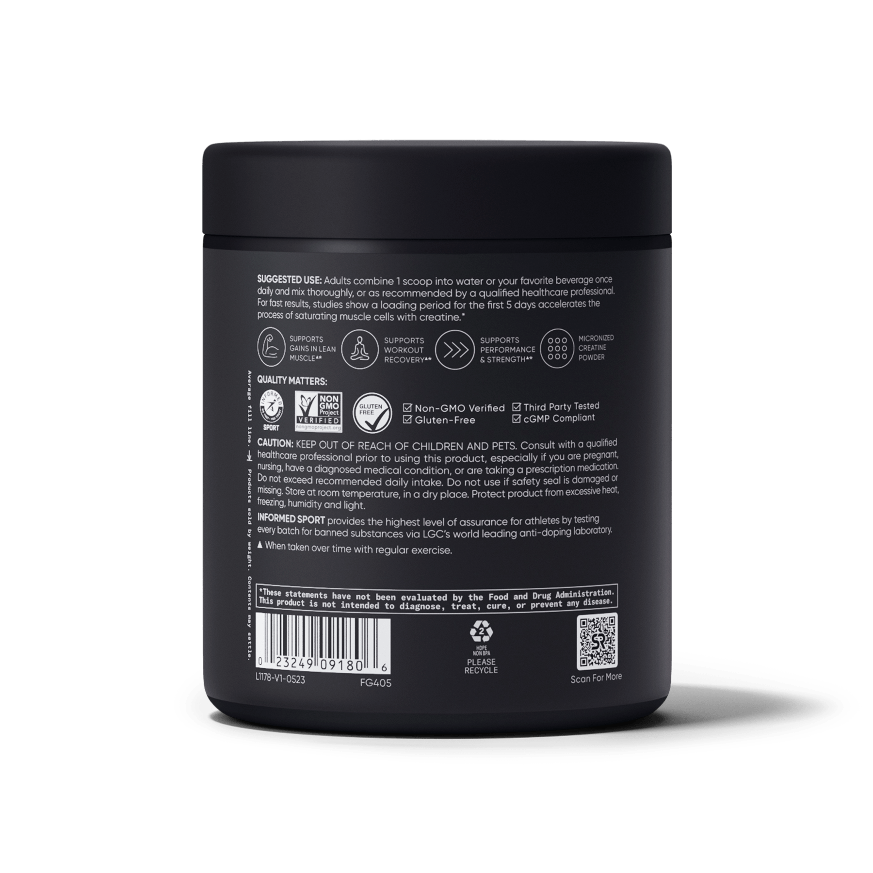 Sports Research Creatine Monohydrate - supplement facts
