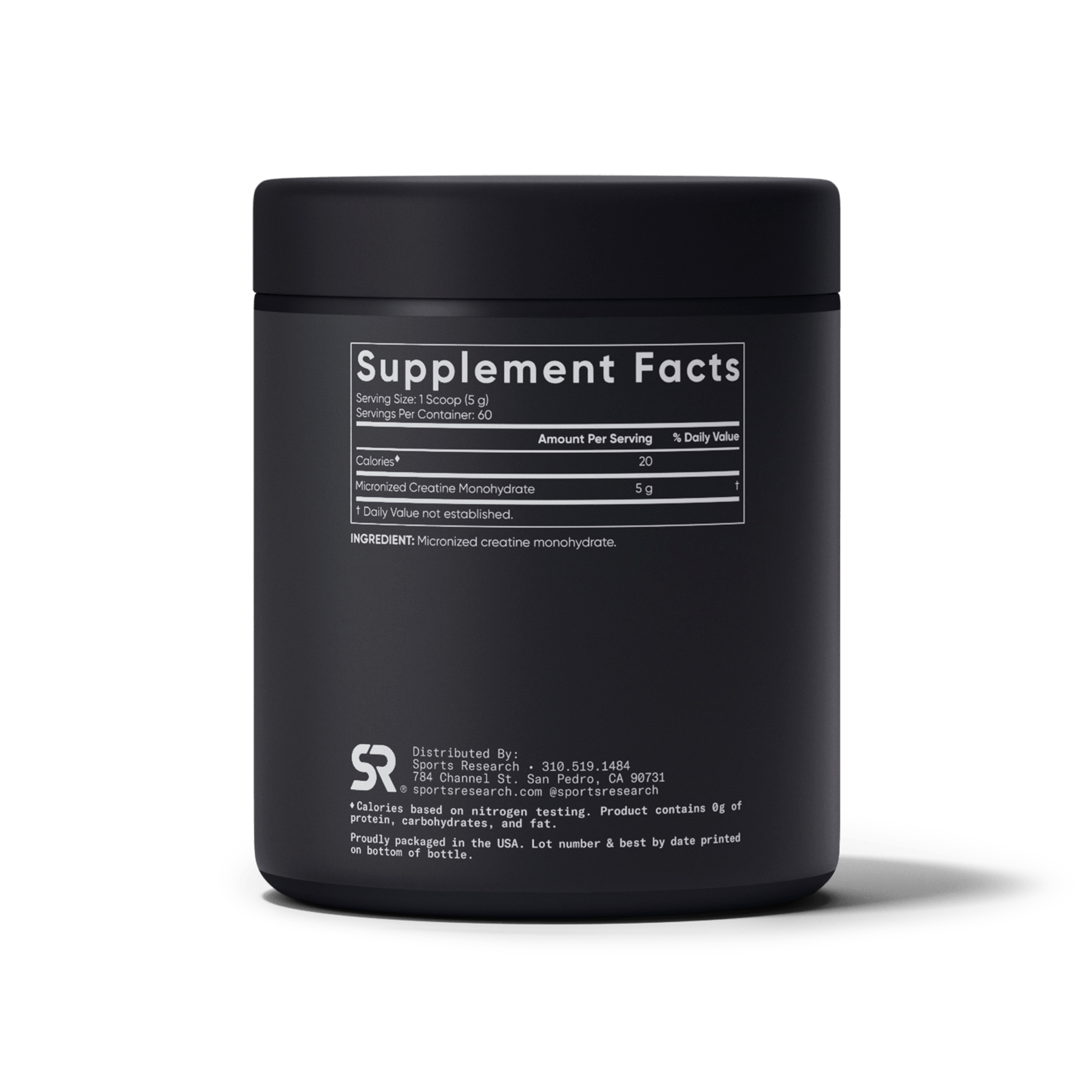 Sports Research Creatine Monohydrate - side view