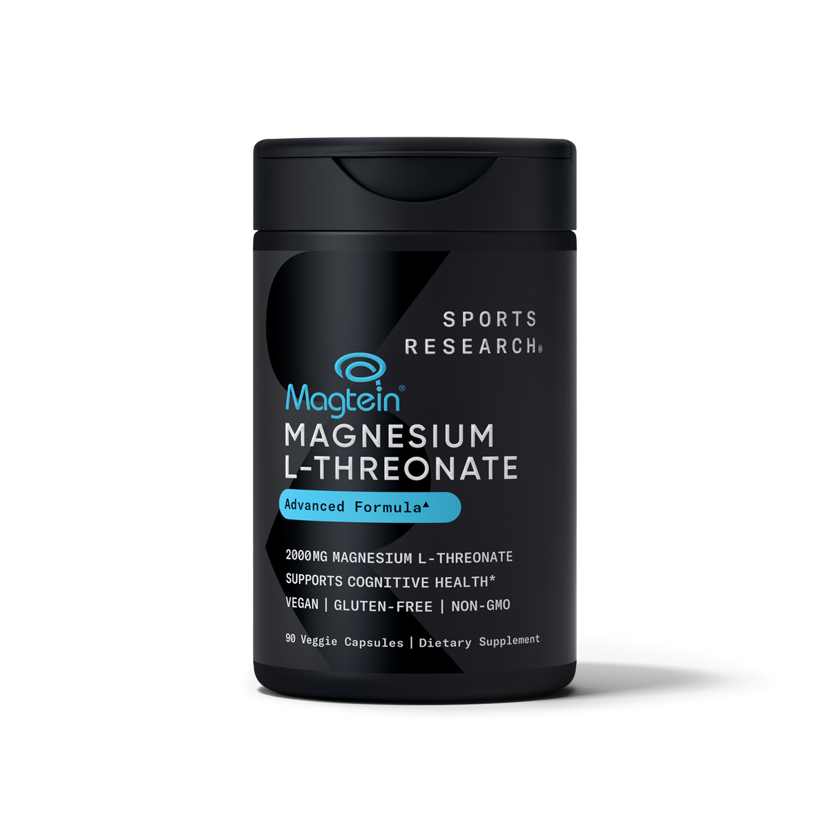 Sports Research Magnesium L-Threonate 2000mg 90 Capsules - front of bottle
