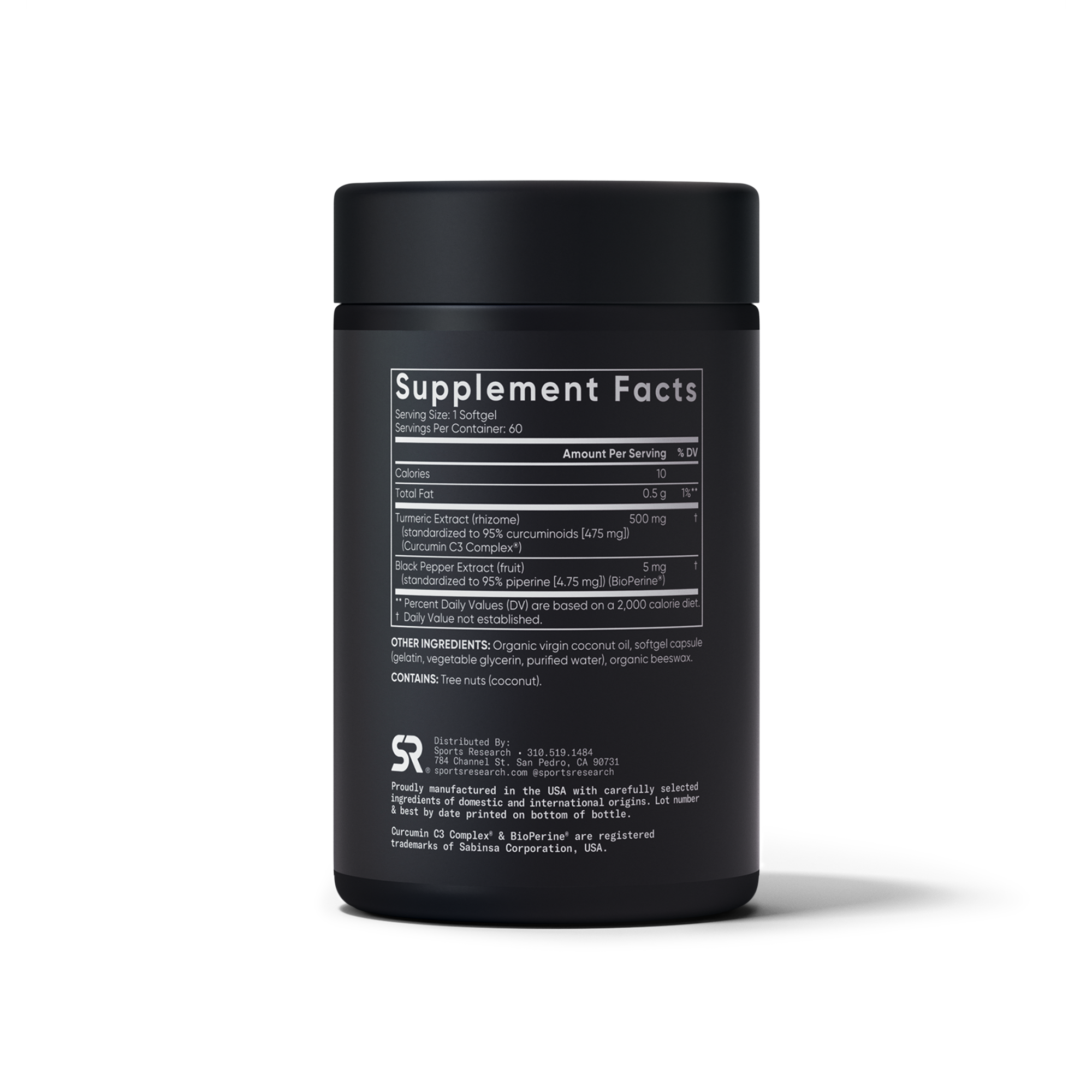 Sports Research Turmeric Curcumin - right angle view
