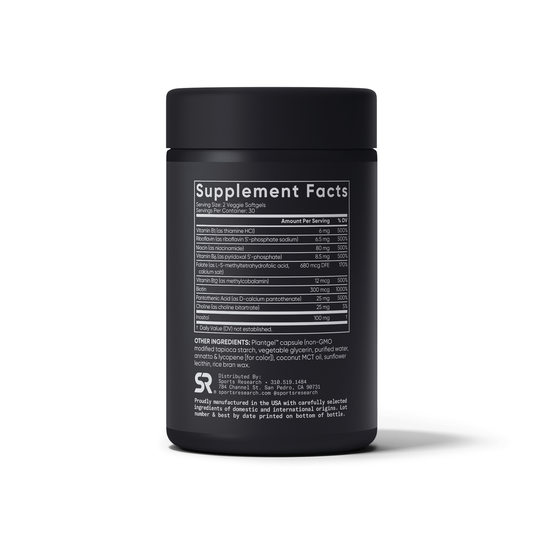 Sports Research Vitamin B Complex - side view