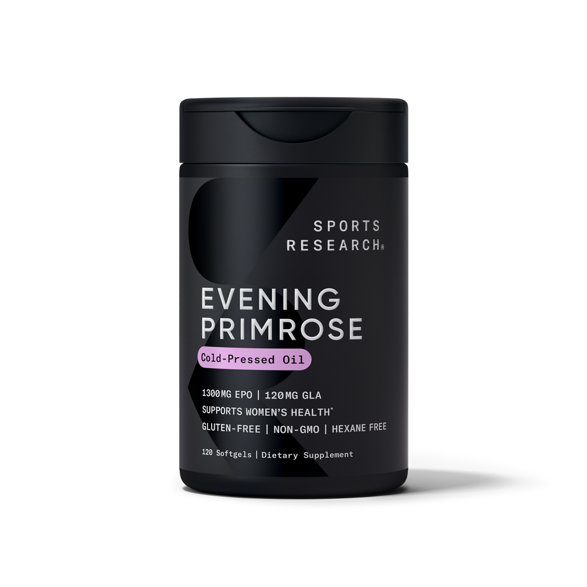 Sports Research Evening Primrose Oil 1300mg 120 Softgels - front view