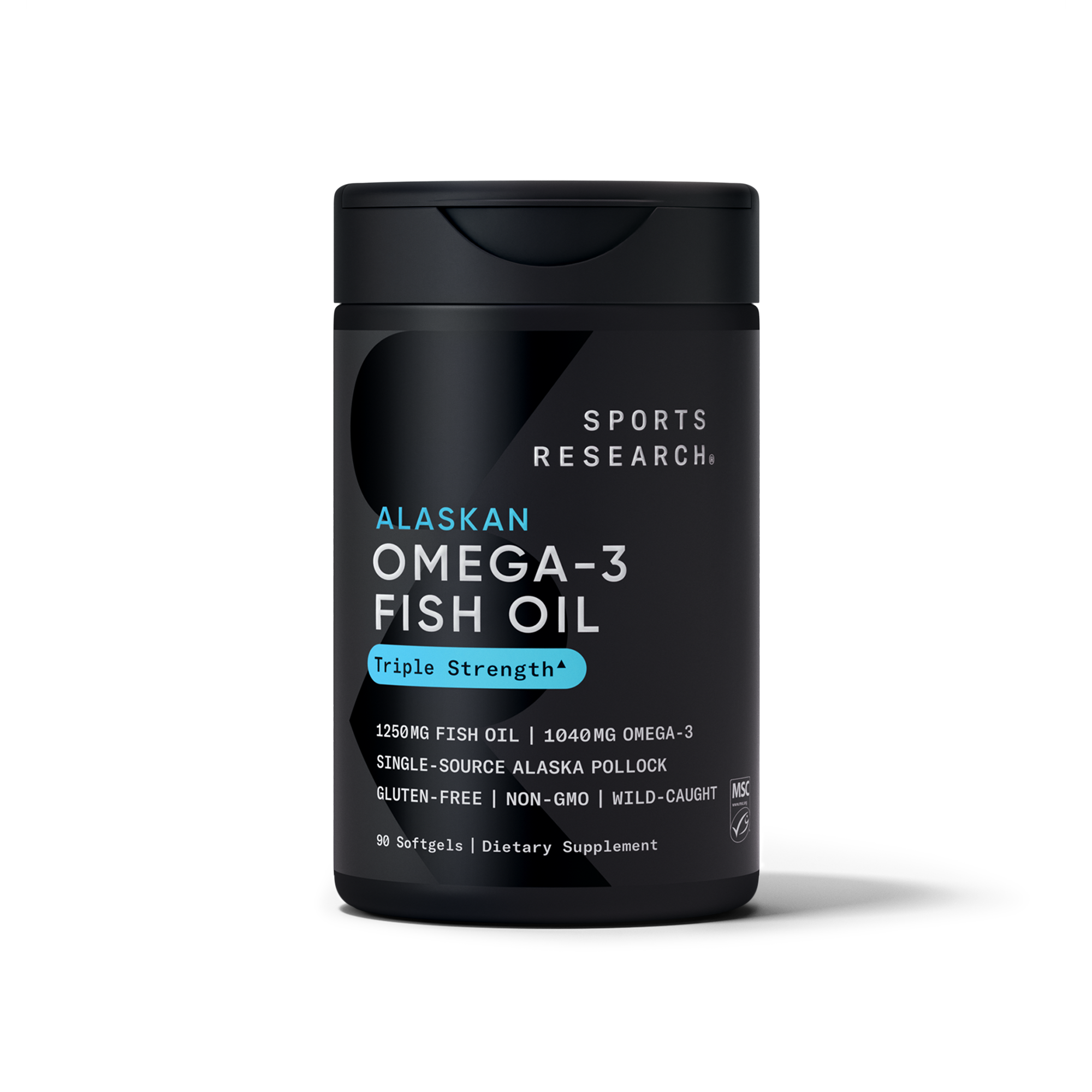 Sports Research Omega-3 Fish Oil 1250mg 90ct - front of bottle