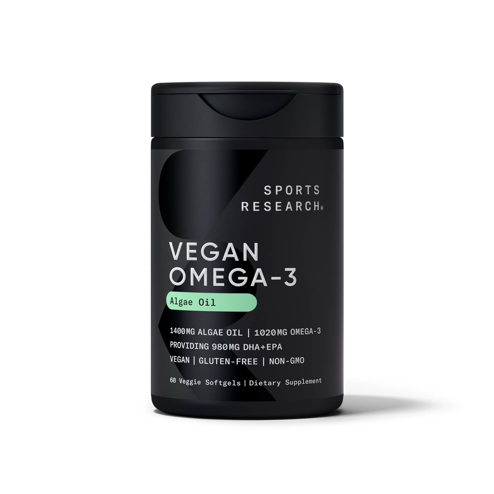 Sports Research Vegan Omega-3 60 Softgels - front of bottle