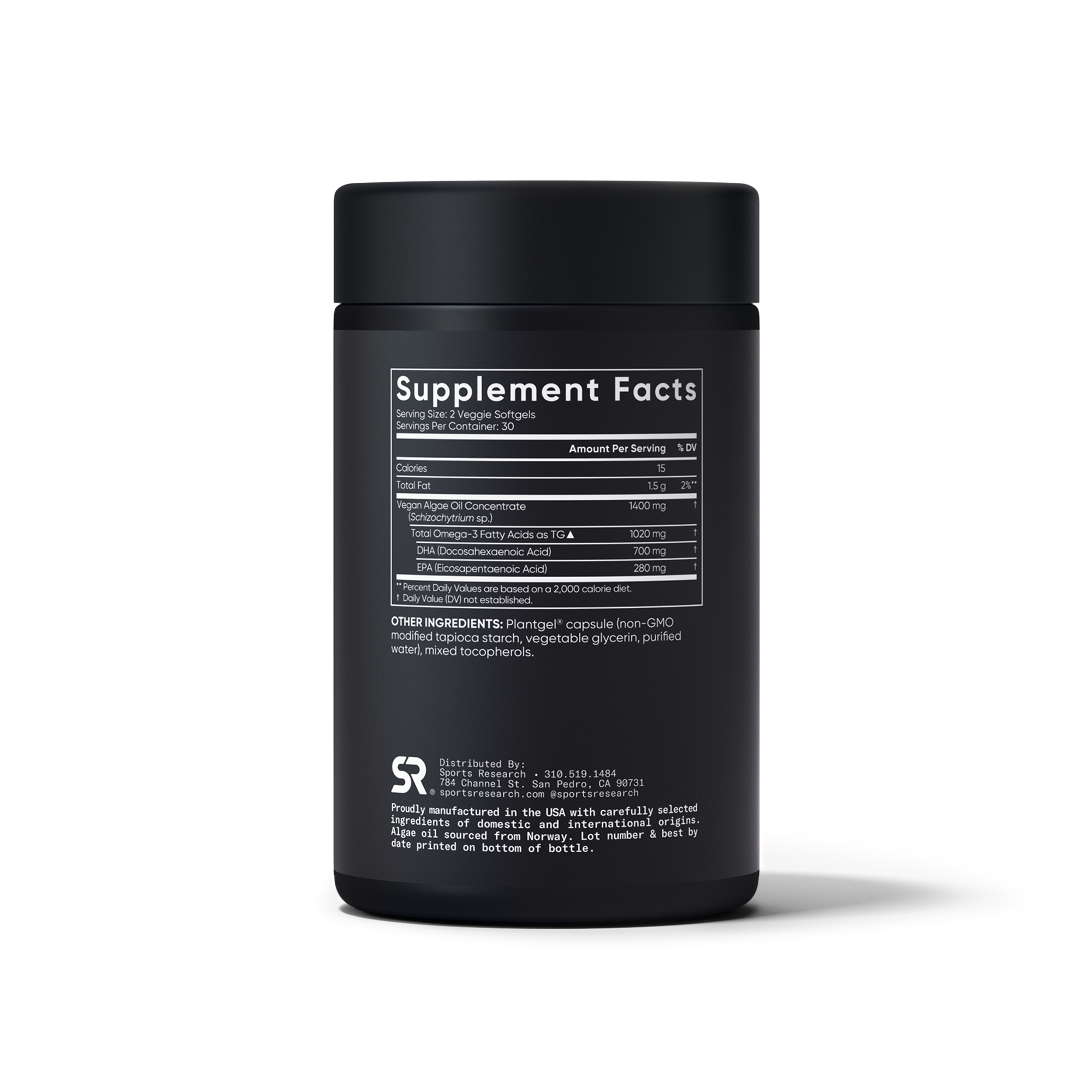 Sports Research Vegan Omega-3 - right angle view