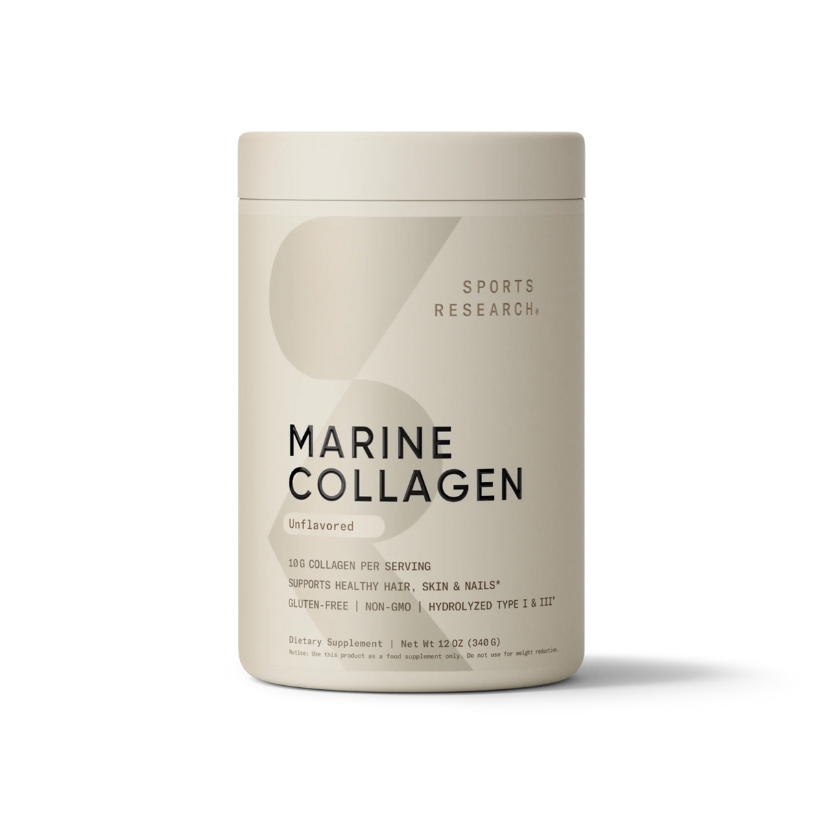 Sports Research Marine Collagen Peptides Powder Supports Skin, Hair, Nails & Joints, 12 oz, 34 Servings