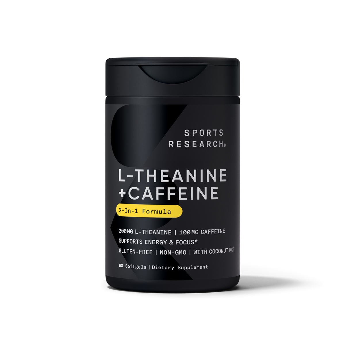 Sports Research L-Theanine + Caffeine 60ct - front of bottle