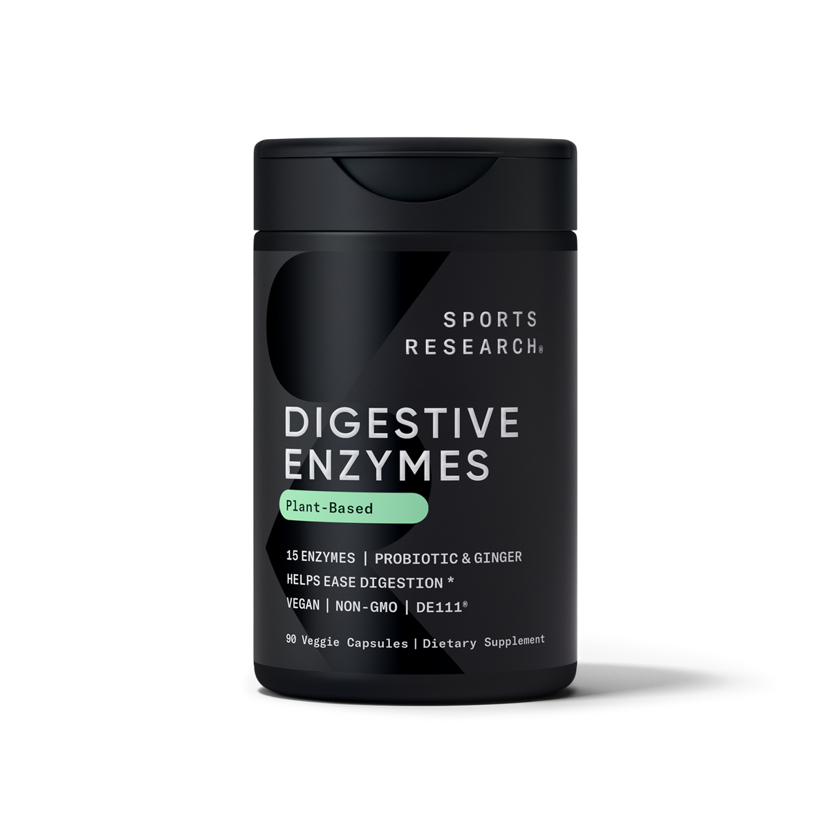 Sports Research Digestive Enzymes 90 Capsules - front of bottle