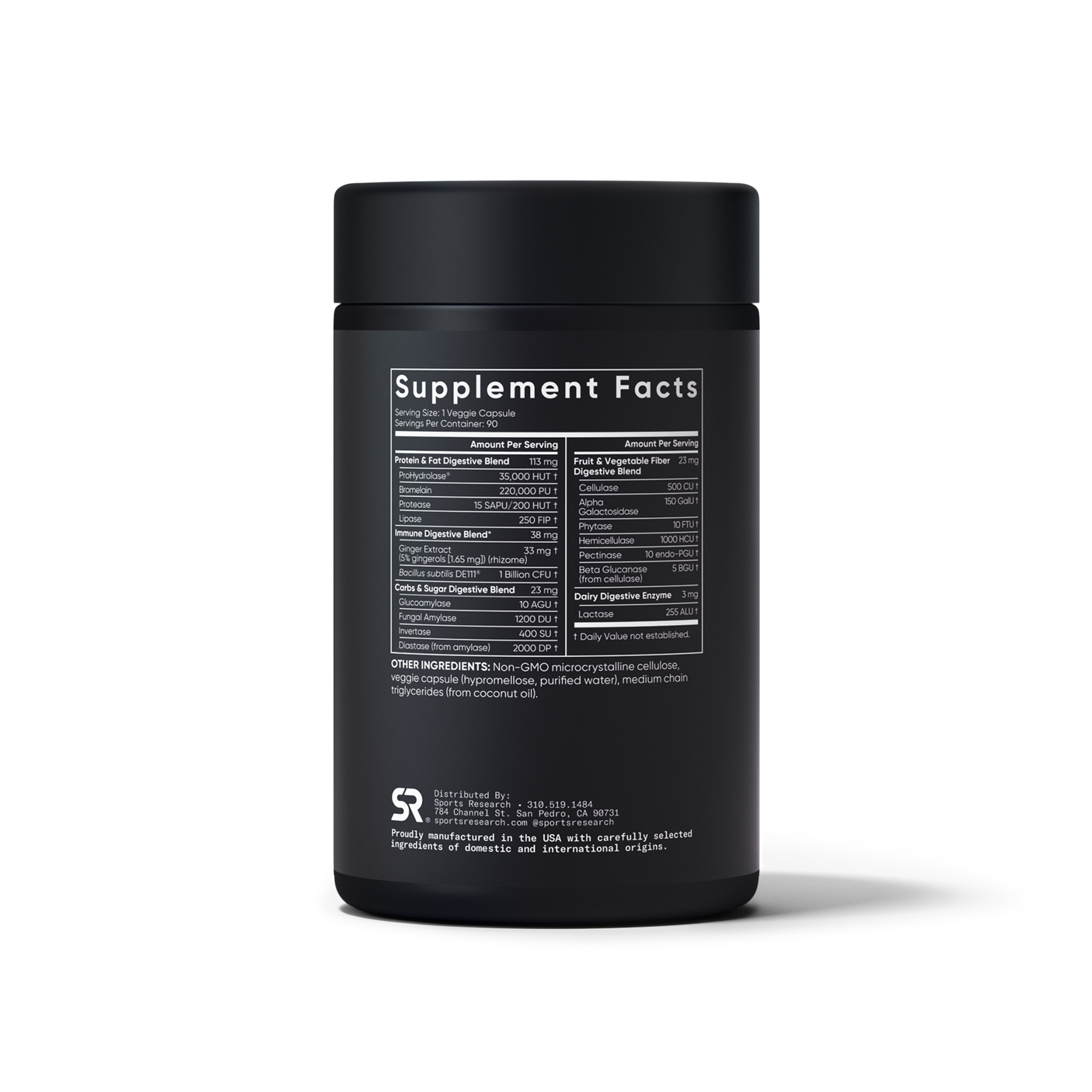 Sports Research Digestive Enzymes - right angle view