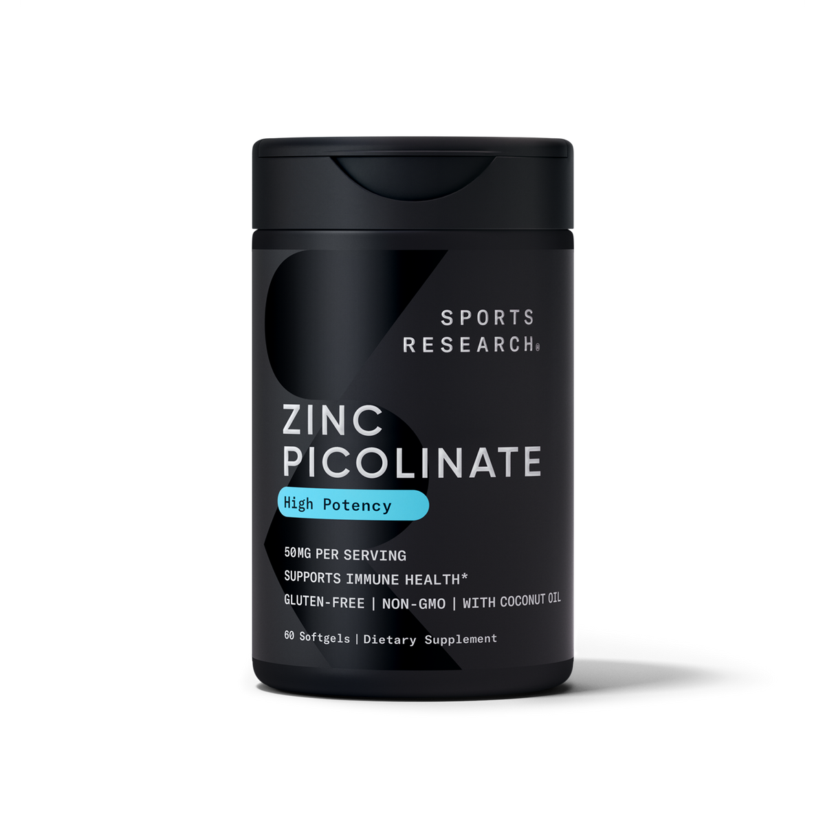 Sports Research Zinc Picolinate 50mg 60 Softgels - front of bottle